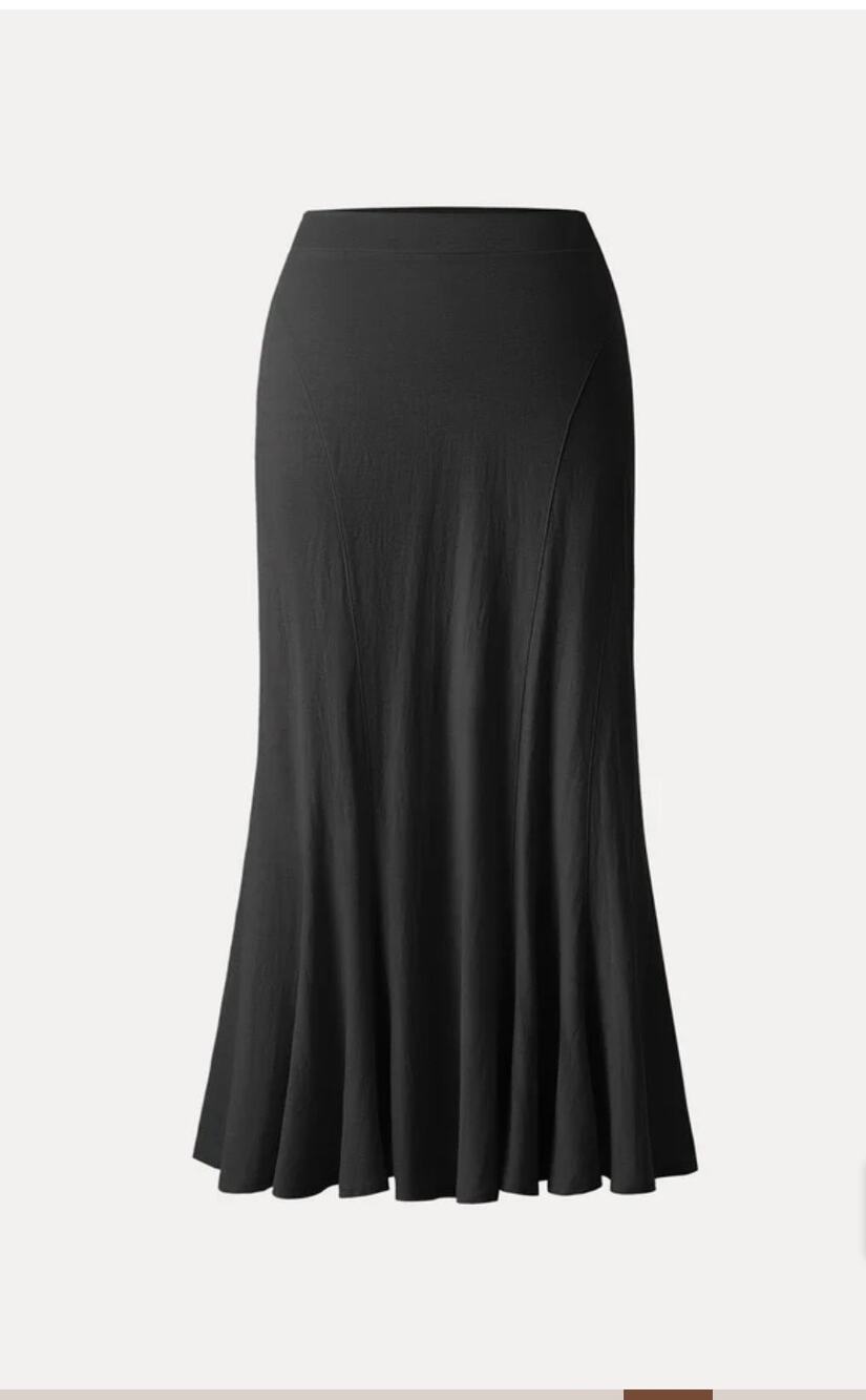 OGL Women’s XL Black Skirt Soft Stretchy Fabric A-Line Elastic Waist Minimalist